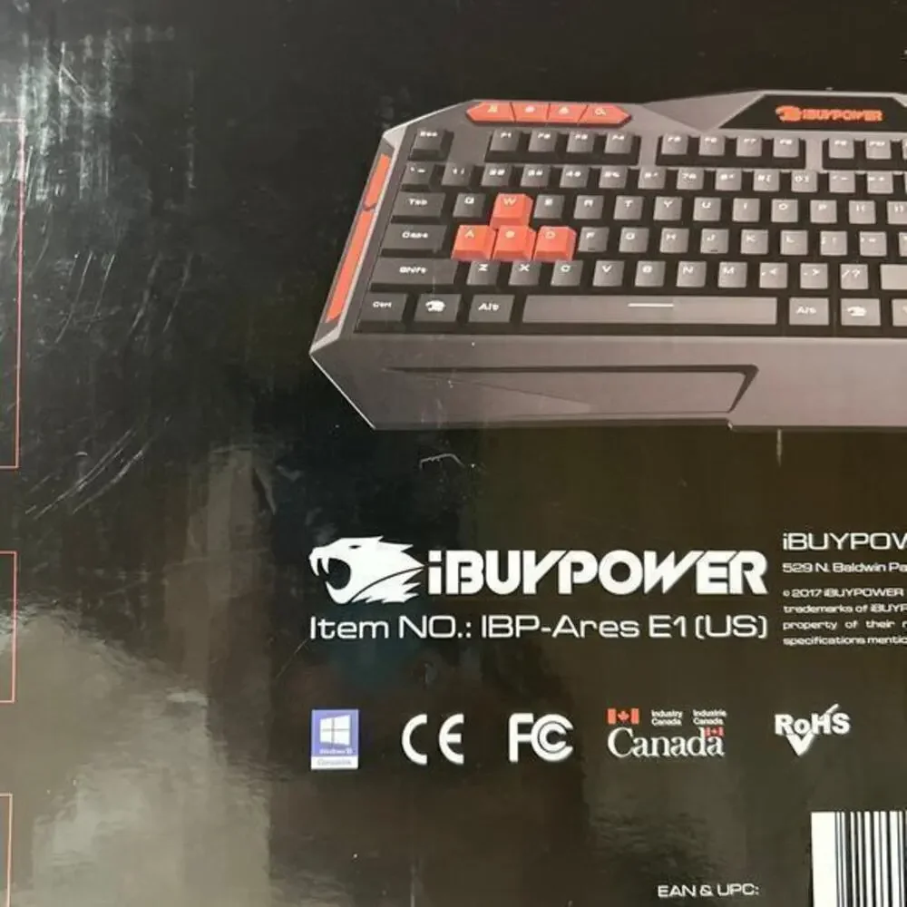 ibuypower-ibp-Ares‎ E1 gaming keyboard spill resistant black n red
